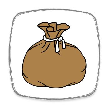 sack bag fabric gift packed filled full - Square fridge magnet - white - Front