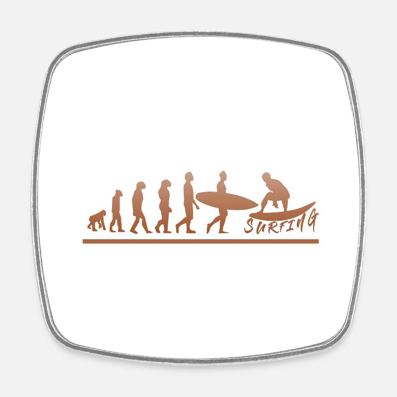 Surfen bis zur Evolution - Surfing until evolution - Viereckiger Kühlschrankmagnet - Weiß
