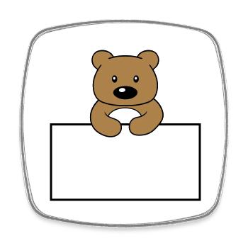 name shield frame text write teddy grizzly ba - Square fridge magnet - white - Front