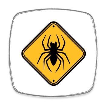 shield warning caution hazard caution zone spider - Square fridge magnet - white - Front