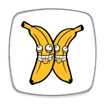 2 amis équipe couple banane fruit fou grimace - Magnet carré - blanc - Devant