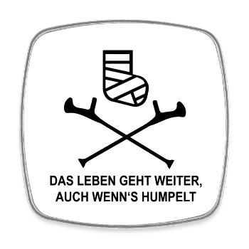 Gipsbein - Viereckiger Kühlschrankmagnet - Weiß - Vorne