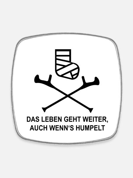 Gipsbein - Viereckiger Kühlschrankmagnet - Weiß