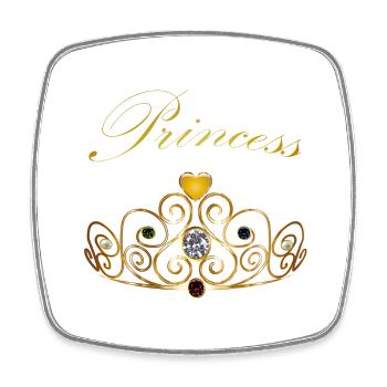 Princess Queen Gold Crown Tiara Gems Beads - Square fridge magnet - white - Front