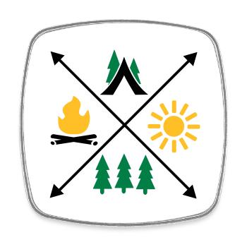 Camping - Viereckiger Kühlschrankmagnet - Weiß - Vorne