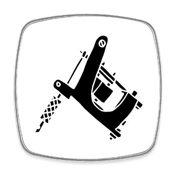 Tattoomaschine Tattoo Machine Ink Outlaw Pain Fear - Magnet carré - blanc - Devant