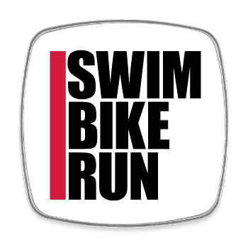 sport logo swim bike run text triathlon marathon a - Square fridge magnet - white - Front