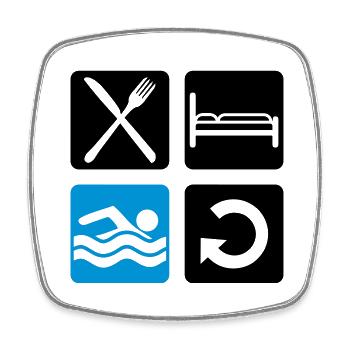 schwimmbad cool buttons schwimmen essen schlafen w - Viereckiger Kühlschrankmagnet - Weiß - Vorne