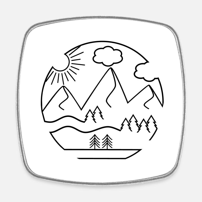 Berge - Viereckiger Kühlschrankmagnet - Weiß
