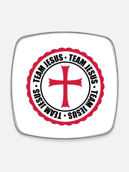 kreis stempel rund team kirche symbol kreuz jesus - Viereckiger Kühlschrankmagnet - Weiß