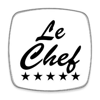 Le Chef Sterne Koch Chefkoch Logo Text Sternekoch - Viereckiger Kühlschrankmagnet - Weiß - Vorne