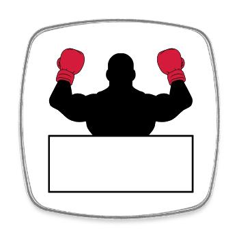 shield text area write sport poses boxer ha - Square fridge magnet - white - Front