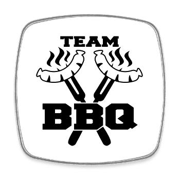 Team BBQ Logo - Viereckiger Kühlschrankmagnet - Weiß - Vorne