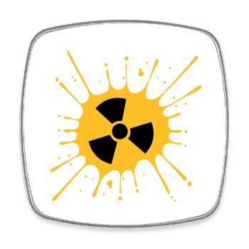 atomic symbol radioactive warning caution note - Square fridge magnet - white - Front