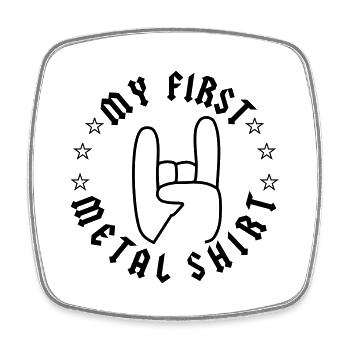 My First Metal Shirt - Viereckiger Kühlschrankmagnet - Weiß - Vorne