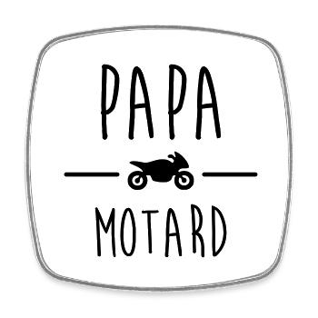 papa motard, cadeau motard, fête des pères, moto - Magnet carré - blanc - Devant