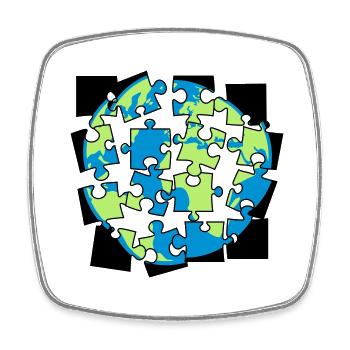 erde puzzle teile puzzleteil puzzlespiel bauen spi - Viereckiger Kühlschrankmagnet - Weiß - Vorne
