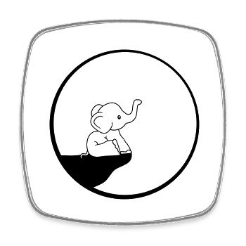 klippe elefant mond nacht rund kreis sitzend suess - Viereckiger Kühlschrankmagnet - Weiß - Vorne