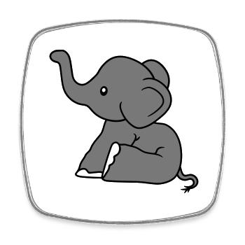elefant sitzend suess kalb klein kind baby clipart - Viereckiger Kühlschrankmagnet - Weiß - Vorne