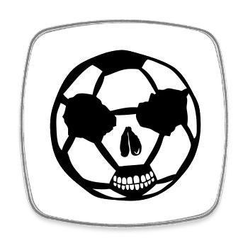ballon foot tete de mort football - Magnet carré - blanc - Devant