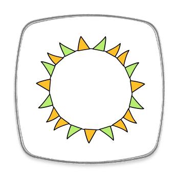 colorful garland circle ring round frame party dekora - Square fridge magnet - white - Front
