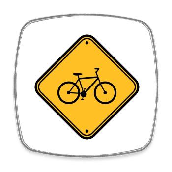 Signboard Bicycle Sign Note Warning Zone - Square fridge magnet - white - Front