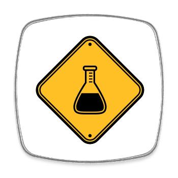 caution science shield note caution flues - Square fridge magnet - white - Front