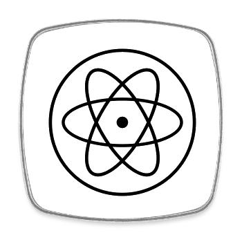 atom symbol researcher science laboratory circle logo - Square fridge magnet - white - Front