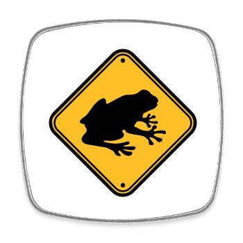caution frog shield warning warning zon - Square fridge magnet - white - Front