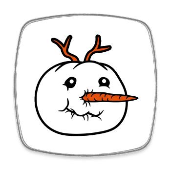 schneemann gesicht kopf cool winter weihnachten ka - Viereckiger Kühlschrankmagnet - Weiß - Vorne