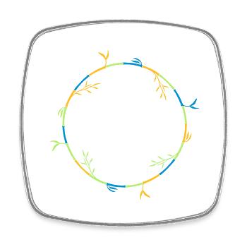 colorful circle ring round long bamboo plant silhouet - Square fridge magnet - white - Front