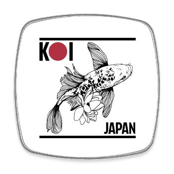 Koi carp gift Japan Tancho flag tshirt - Square fridge magnet - white - Front