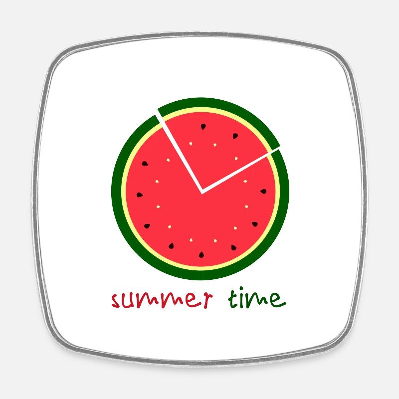 summer time - watermelon time - Square fridge magnet - white