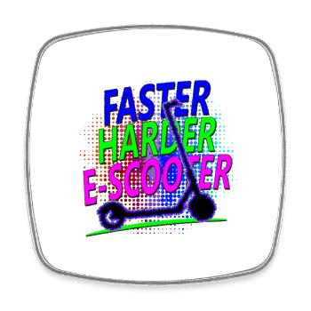 Faster Harder Escooter Elektroscooter E-Roller - Viereckiger Kühlschrankmagnet - Weiß - Vorne