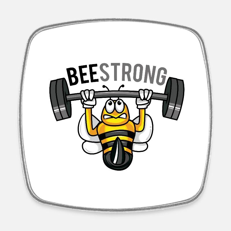 Be strong like a bee BEE STRONG Sport Workout - Square fridge magnet - white