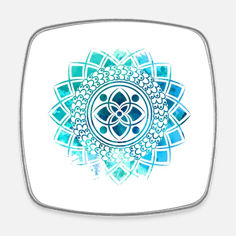 Mandala - Blue - Square fridge magnet - white