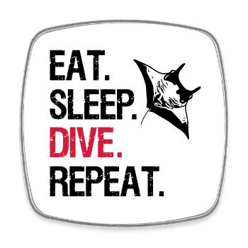 Eat Sleep Dive Repeat - Manta Ray - Vector Design - Magnet carré - blanc - Devant