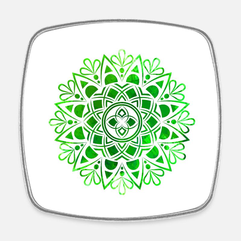 Mandala - Green - Square fridge magnet - white