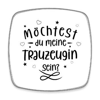 Möchtest du meine Trauzeugin sein? (schwarz) - Viereckiger Kühlschrankmagnet - Weiß - Vorne