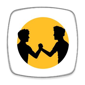 sonne kreis rund 2 freunde team paar brueder hands - Viereckiger Kühlschrankmagnet - Weiß - Vorne