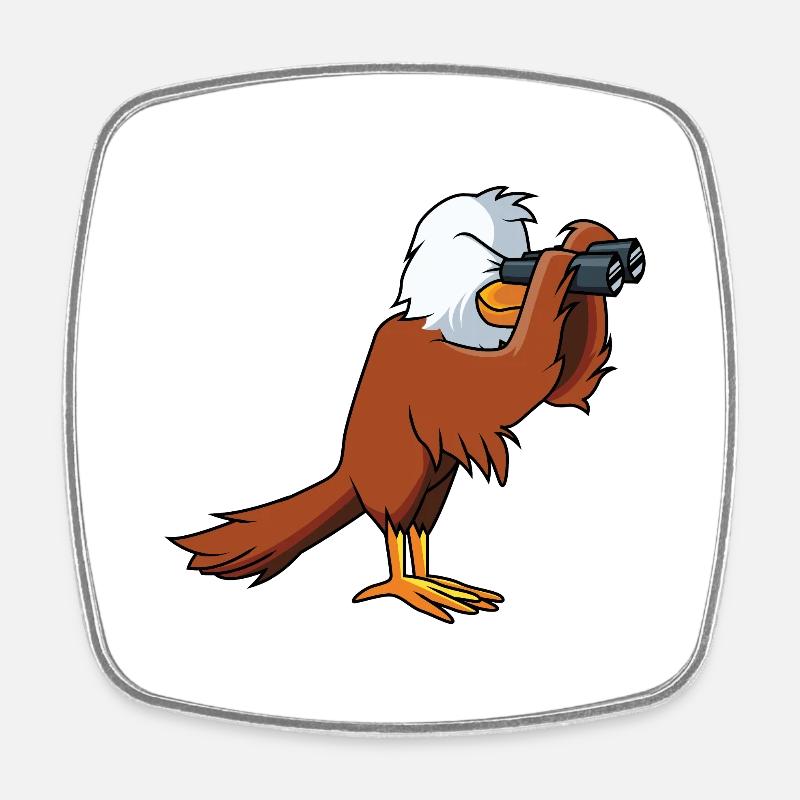 With eagle eyes - Square fridge magnet - white