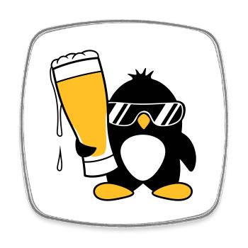 penguin sunglasses party celebrate beer alcohol gla - Square fridge magnet - white - Front