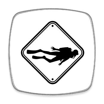 diver note shield caution caution club unt - Square fridge magnet - white - Front
