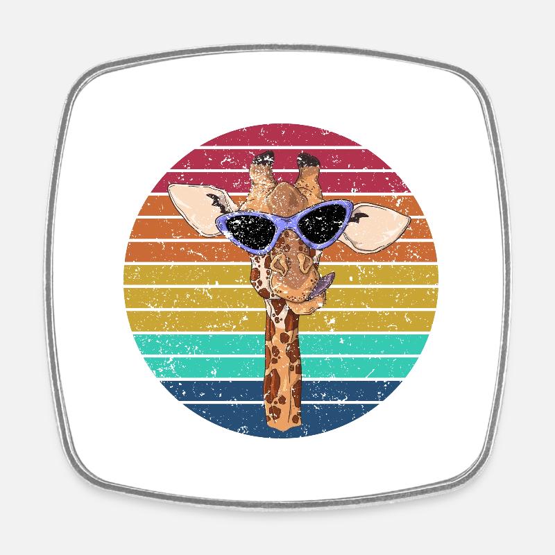 Cool giraffe with sunglasses - Square fridge magnet - white