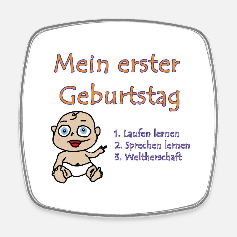 First birthday - Square fridge magnet - white