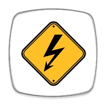 shield note electric lightning current energy star - Square fridge magnet - white - Front
