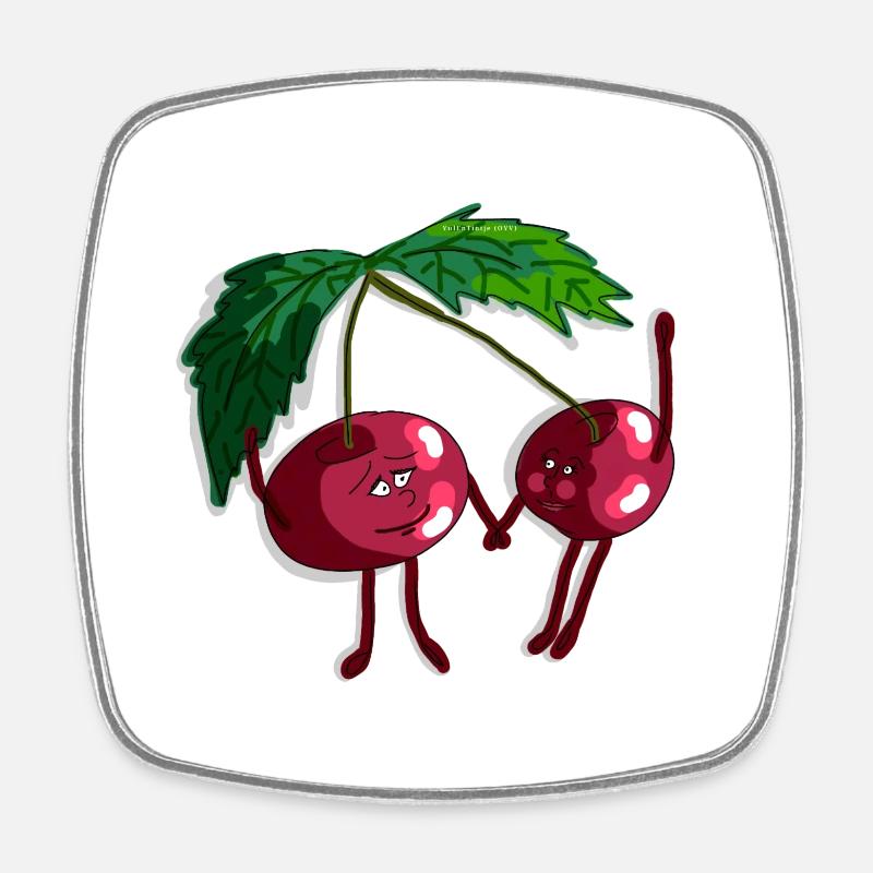 Cherry - Square fridge magnet - white
