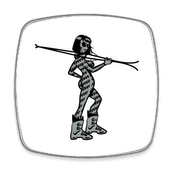 Winter holiday ski woman sexy sunglasses - Square fridge magnet - white - Front
