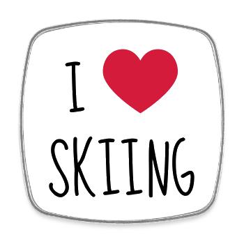 Skifahren Skifahrer Sport Ski Spieler - Viereckiger Kühlschrankmagnet - Weiß - Vorne