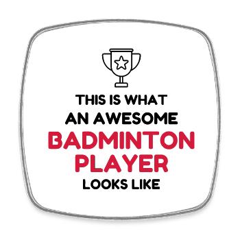 Badminton / Badminton Player / Birdie / Sport - Viereckiger Kühlschrankmagnet - Weiß - Vorne